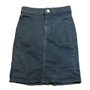 TOPSHOP Black Faded Denim Jean Skirt Size 2